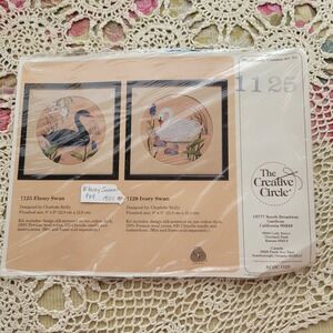 Vintage 1987 Creative Circle Ebony Swan Needlepoint Kit 1125 Charlotte Reilly